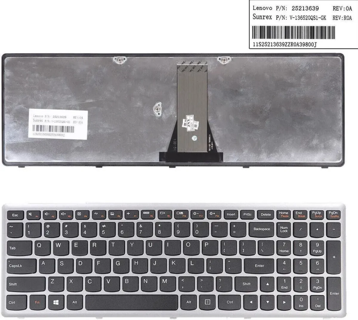 Lenovo IdeaPad G500S S500 Flex 15 Laptop Keyboard US Layout Silver Frame Lenovo IdeaPad G500S S500 Flex 15 Laptop Keyboard US Layout Silver Frame
