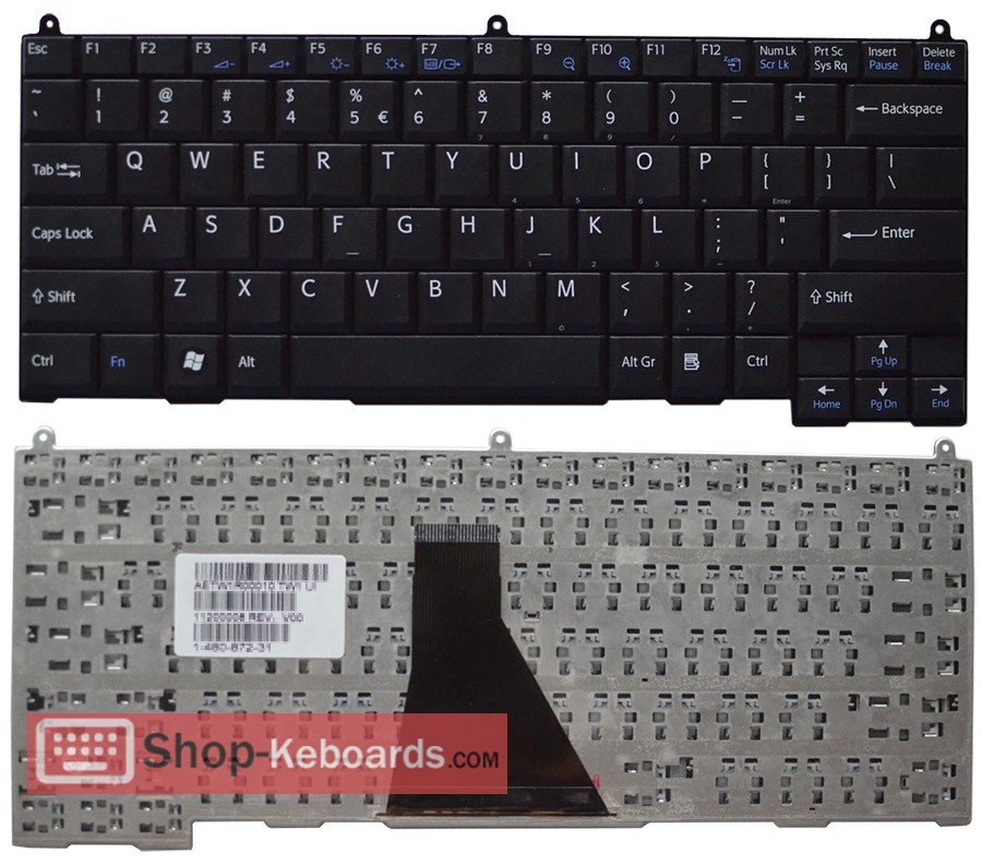 Sony VAIO VGN-BZ Series Laptop Keyboard US Layout Sony VAIO VGN-BZ Series Laptop Keyboard US Layout