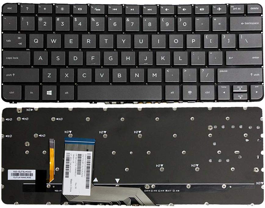 13-4-1.jpg Keyboard for HP Spectre x360 13-4000 13-4100 13-4200 Silver (Without Frame, Backlit) US MP-13J73CHJ9202 - Image 1