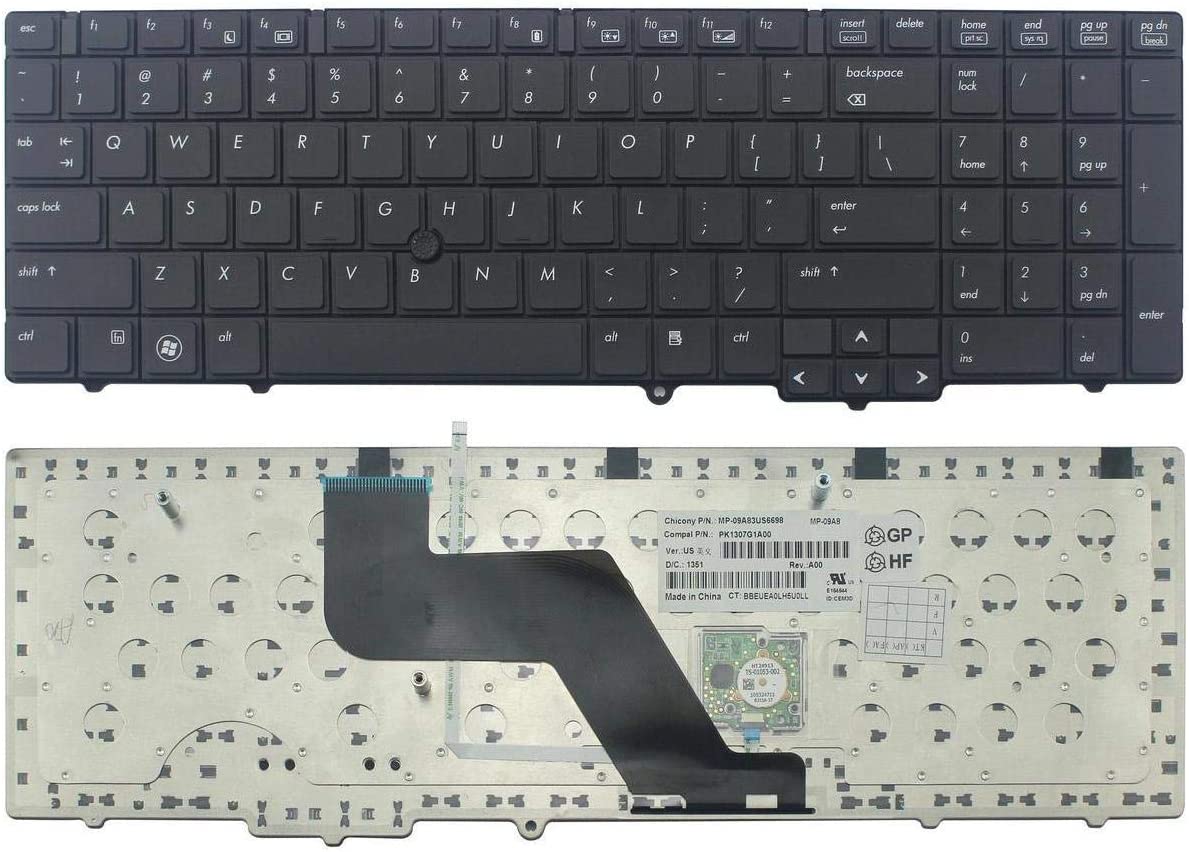 8540-1.jpg HP EliteBook 8540 8540p 8540w Series Laptop Keyboard P/N: PK1307G3A00 582648-001 PK1307G1A01 MP-09A70J0-698 SG-34400-XUA 595790-001 PK1307E1C29 MP-09A83US6698 US Layout - Image 1
