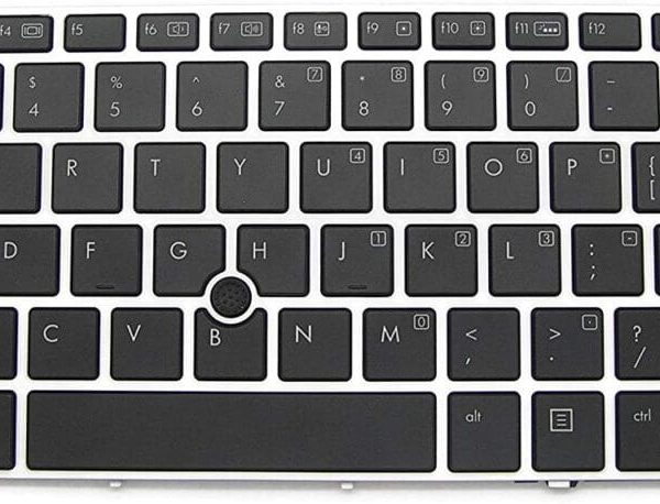 HP EliteBook Folio 9470, Fit P/N 697685-001 SG-57400-XUA 6037B0080301 702843-001 SN9118BL Black with Silver Frame Light Backlight Notebook  US Layout Backlit Laptop Keyboard (With Pointing Stick) Laptop Keyboard
