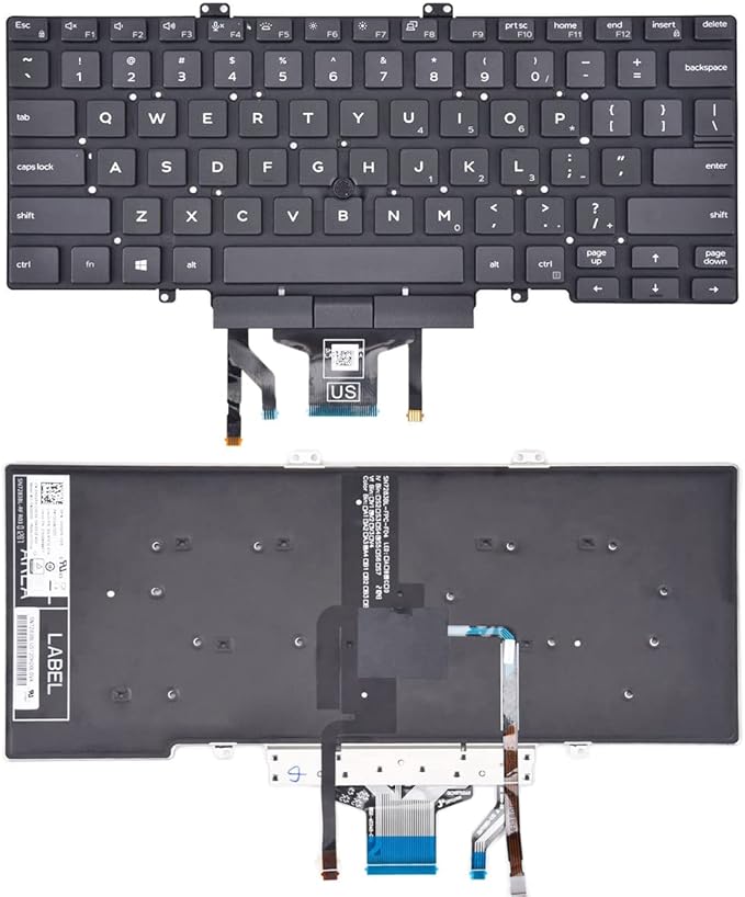 Dell Latitude 3400 5400 5401 5410 5411 7400 7410 Laptop Keyboard US Layout, Backlight, with Pointer Dell Latitude 3400 5400 5401 5410 5411 7400 7410 Laptop Keyboard US Layout, Backlight, with Pointer